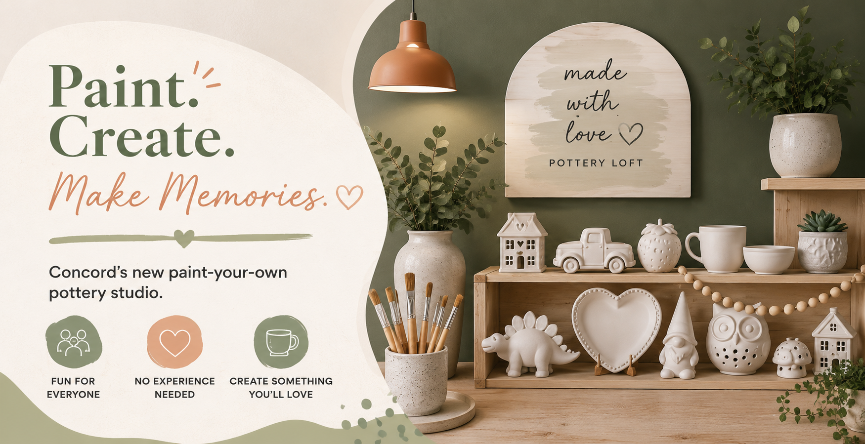 Made With Love pottery shelf and studio display